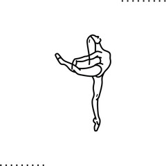 Ballet dancer,  stretching vector icon in outline