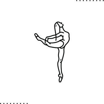 recommend clip art: Ballet dancer,  stretching vector icon in outline