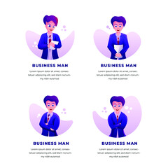 Vector Businessman Character Set. With an elegant Modern Design in blue color