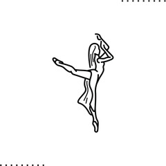 Ballet dancer,  stretching vector icon in outline