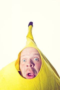 Human Banana - scared man in banana costume