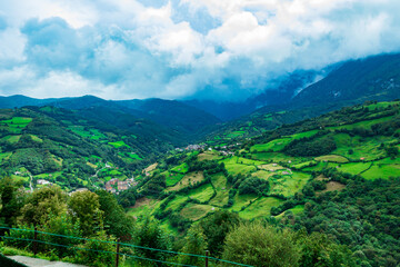 Fototapeta na wymiar Mountain landscape in Riosa Asturias near the Angliru peak in Spain