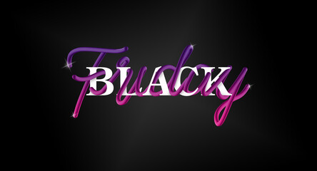 Black Friday banner ad with purple calligraphic/script gradient interlaced text.