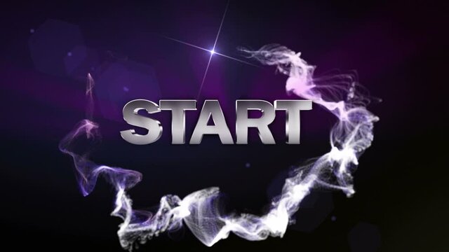 START Gold Text in Particles, Animation, Rendering, Background, Loop, 4k
