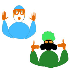 doctors are fighting with covid-19, protective suits, masks and gloves