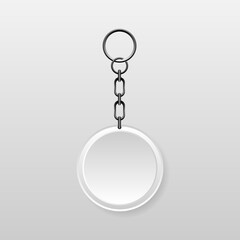 Blank round key chain with ring realistic template design