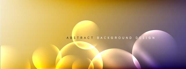 Vector abstract background liquid bubble circles on fluid gradient with shadows and light effects. Shiny design templates for text