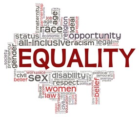 Equality vector illustration word cloud isolated on a white background.