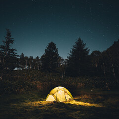 キャンプの夜景・星空 / Night Camping in Mountain