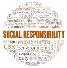 Social responsibility vector illustration word cloud isolated on a white background.