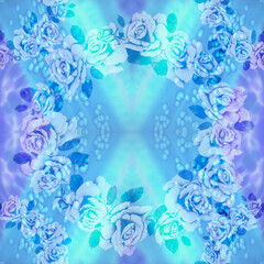 Seamless pattern.  Roses - flowers and leaves. Watercolor background image - decorative composition. Use printed materials, signs, items, websites, maps, posters, postcards, packaging.