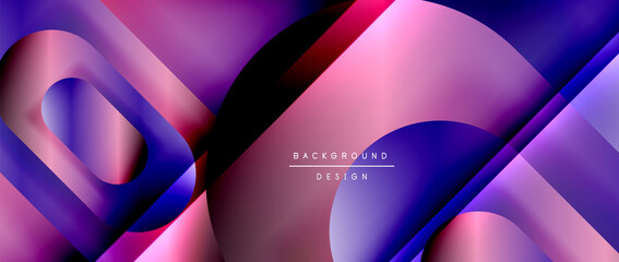 Vector geometric abstract background with lines and modern forms. Fluid gradient with abstract round shapes and shadow and light effects
