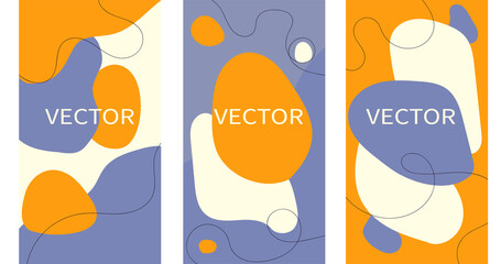 Vector set. Abstract backgrounds in minimal style with space for text. Design for social media stories.