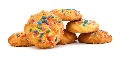 Stack Of Sugar Cookies Over White Background
