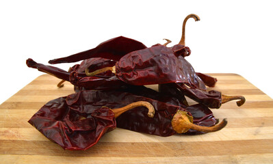 hot red pepper isolation on wooden board