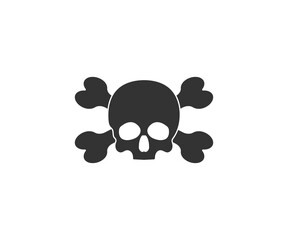 Skull, bone, halloween icon. Vector illustration, flat design.