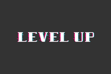 Level Up, Retro 8-Bit Game Design Text Vector Illustration Background