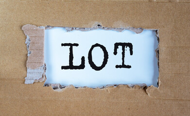 LOT word inscription text, lottery or choice concept