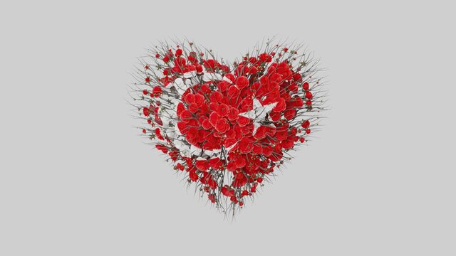 Turkey National Day. October 29. Heart shape made out of flowers on white background.