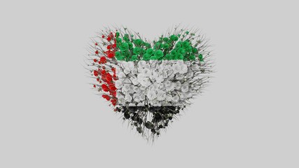 United Arab Emirates. National Day. December 2. Heart shape made out of flowers on white background.