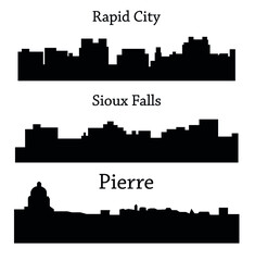 Fototapeta premium Set of 3 city in South Dakota ( Pierre, Sioux Falls, Rapid City )