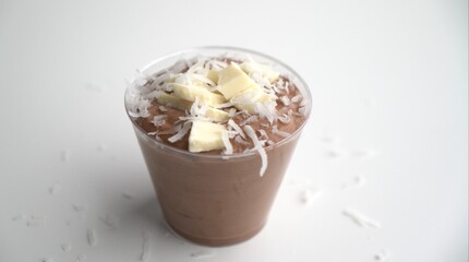 Delicious dessert chocolate mousse with coconut 