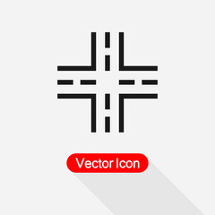 Cross Road Icon, Traffic Icon Vector Illustration Eps10