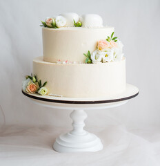 wedding cake decorated with flowers
