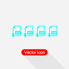 Download DOC,PTT,GIF,PDF File Icons Download File Icon Vector Illustration Eps10