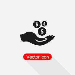 Pictograph Of Money In Hand, Coins In Hand Vector Illustration Eps10