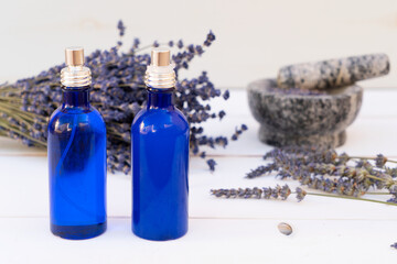 Lavender flowers and lavender oil