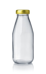 Front view of empty glass bottle