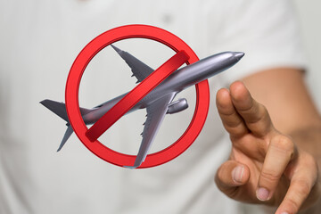 travel with plane prohibited warning sign .