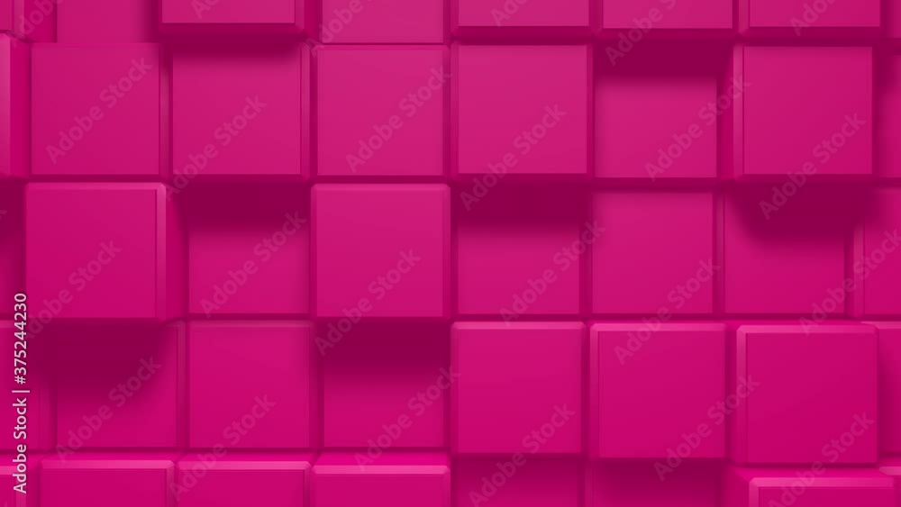 Poster abstract geometric cube blocks loop. abstract motion background. pink clean minimal beveled squares 