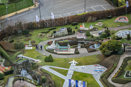 Mini-Europe Theme Park From Above. Miniatures At The Park Mini-Europe - Reproductions Of Monuments In The European Union At A Scale Of 1:25. BRUSSELS, BELGIUM. December 4, 2018.