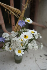 Wildflowers bouquet and a bee