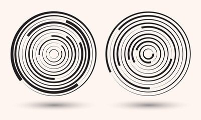 Abstract circle background. Segmented circular lines with rotation.