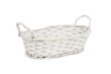 Obraz premium White wicker basket isolated on white background