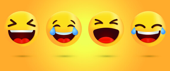 Fototapeta premium 3D laughing emoji with tears, Emoticon with tears of joy, happy emoji