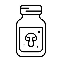 mushroom bottle icon, line style