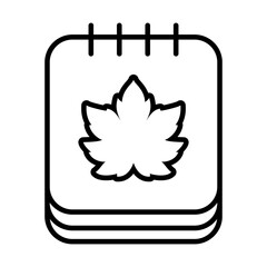 calendar with autumn leaf icon, line style