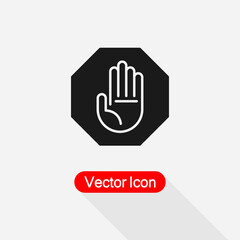 Hand Stop Icon, Hand Icon, Palm Symbol Vector Illustration Eps10