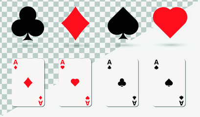 playing cards symbols, Set of four aces playing cards suits, Suit deck of playing cards, Pocer card suits set
