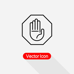 Hand Stop Icon, Hand Icon, Palm Symbol Vector Illustration Eps10