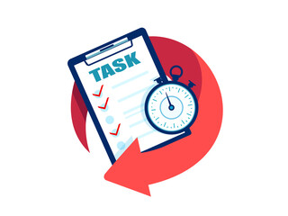 Vector of a check list and stopwatch.