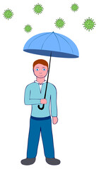 man under the umbrella of the coronavirus