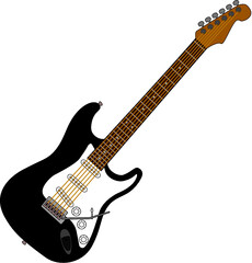 Vector graphic of a black electric guitar isolated on white
