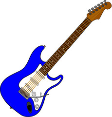 Obraz na płótnie Canvas Vector graphic of a blue electric guitar isolated on white