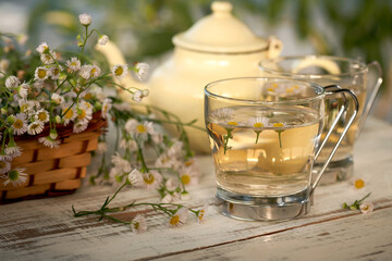 chamomile tea in glass cups