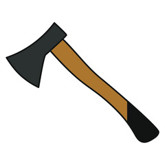 Ax with a wooden handle on a white background
